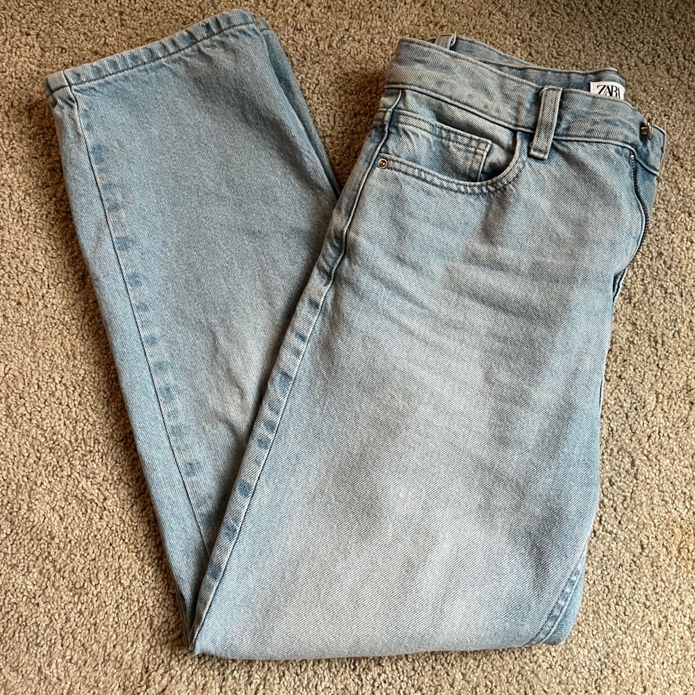 ZARA High Rise Straight Leg Jeans